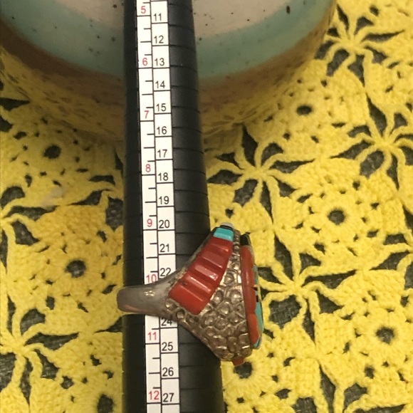 SOLD Vintage unique Navajo Turquoise Ring - Picture 10 of 10